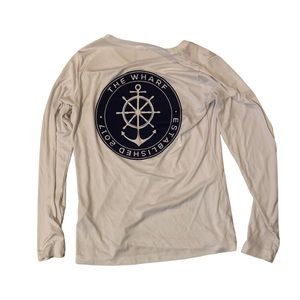 The Wharf Miami Shirt Womens Medium Knot Working Nautical Ocean Long Sleeve.